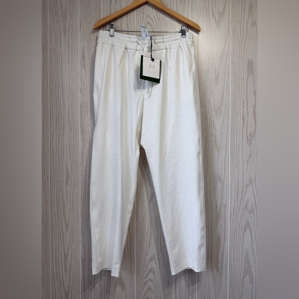 Marella Monochrome White Stretch Trousers Pants NWT Size 8